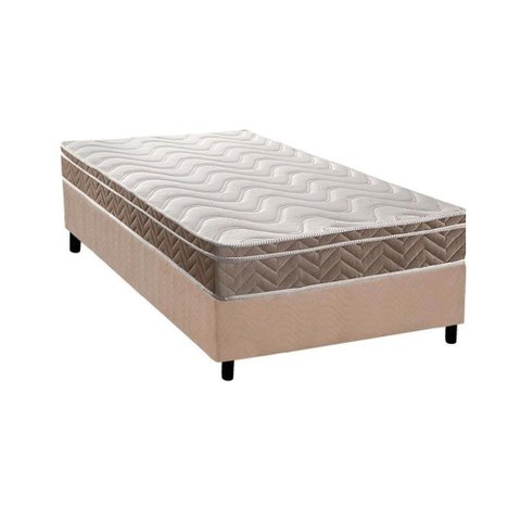 Cama Box Solteiro: Colchão Espuma D33 Paropas Anatômico Confort Ultra Firme + Base Crc Suede Clean