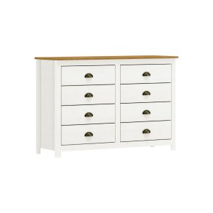 Cômoda Madeira Maciça 8 Gavetas Quarto Closet Boho Rústico:branco