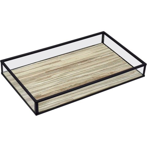 Bandeja Decorativa para Servir Lavabo Home&co Vidro 3x15x25cm Bege