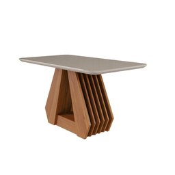 Mesa de Jantar Retangular 130x80cm Tampo Mdf/vidro Agata Cimol Cinamomo/off White - 1