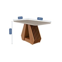 Mesa de Jantar Retangular 130x80cm Tampo Mdf/vidro Agata Cimol Cinamomo/off White - 3