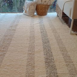 Tapete Tear Algodão Listrado Artisan Cru Caramelo 150 X 200 - 1