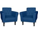 Ver imagem 1 de Kit 2 Poltronas Decorativa Classic Suede Azul Marinho Pés Madeira Mz Decor