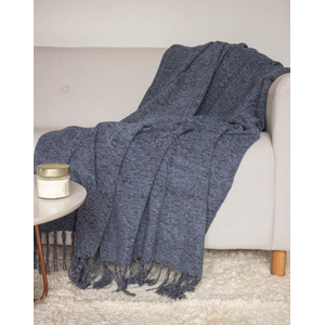Manta Decorativa Chenille Azul Pétróleo
