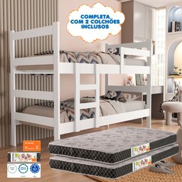 Beliche Infantil Tóquio C/ 2 Colchão D20 100% Mdf Vira Duas Camas:branco 100% Mdf - 3