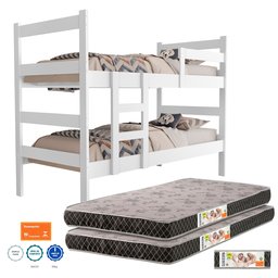 Beliche Infantil Tóquio C/ 2 Colchão D20 100% Mdf Vira Duas Camas:branco 100% Mdf - 2