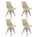 Ver imagem 1 de Kit com 4 Cadeiras Saarinen Nude com Pés de Madeira Design Moderno e Elegante
