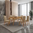 Ver imagem 1 de Mesa de Jantar Liz 180cm Tampo MDF Laminado Canto Copo com 6 Cadeiras Carolina