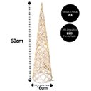 Ver imagem 3 de Árvore Cone Aramado Rattan Rústico 60cm Bege e Branco Iluminada Led 20 Lâmpadas - Magizi