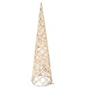 Ver imagem 1 de Árvore Cone Aramado Rattan Rústico 60cm Bege e Branco Iluminada Led 20 Lâmpadas - Magizi