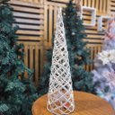 Ver imagem 2 de Árvore Cone Aramado Rattan Rústico 60cm Bege e Branco Iluminada Led 20 Lâmpadas - Magizi