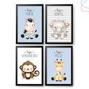 Ver imagem 1 de Quadro Decorativo Infantil Safari Baby Aquarela Azul 23x33:preta