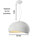 Ver imagem 2 de Luminária Pendente Cúpula Estilo Japonês Cor Branca com 30cm