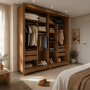 Ver imagem 2 de Guarda Roupa Casal 2 Portas de Correr com Espelho 4 Gavetas Soho 238cm - Canella com Off White Fosco