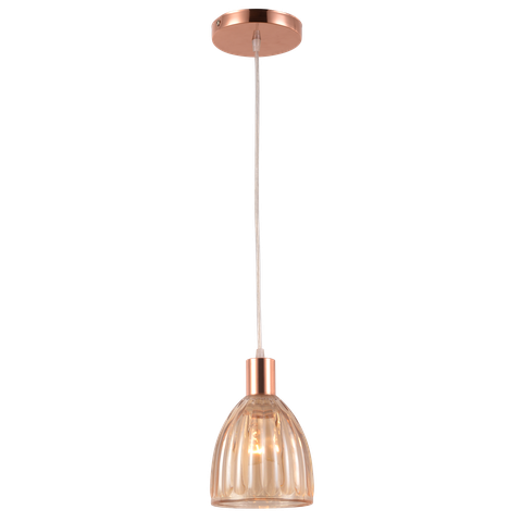 Lustre/pendente em Vidro Mooca Cobre/rose Gold - Estilo Retrô Moderno E27