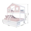 Ver imagem 3 de Beliche Casal/ Solteiro Casinha Dos Sonhos com 02 Gavetas Madeira Maciça Rosa/ Branco Megamobilia