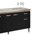 Ver imagem 3 de Balcão Gabinete de Pia Cozinha Multiuso 150cm sem Tampo Gabriela Amêndoa/preto- Mabe Magazine