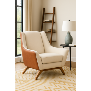 Poltrona Dekorien Juliet Corano Linho Bege Alto Acabamento