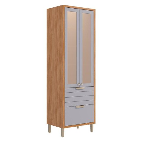 Cristaleira Eloíse 70cm 3 Portas e 1 Gaveta Cinamomo/platina - Mgm