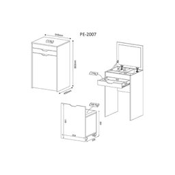 Penteadeira Camarim Juvenil PE-2007 1 Gaveta c/ Gaveta e Puff Branco - Tecno Mobili - 3