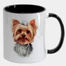 Caneca Branca com Interna Preta Y5 Cachorro Yorkshire Colar Fofo - 1