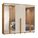 Ver imagem 4 de Guarda Roupa Volpi 6 Portas com Espelho 6 Gavetas Cinamomo Off White Madetec