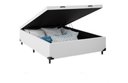 Ver imagem 2 de Cama Báu Box Base Casal Branco Corino com Pistões a Gás. 138x188