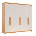 Ver imagem 3 de Guarda Roupa Casal Monarca Grande 6 Portas 100% MDF Reforçado Freijo Off White