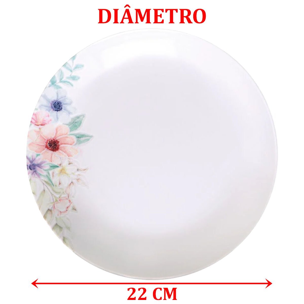Kit Jogo de Pratos Fundo Sopa 2pçs 2 Pessoas Floratta 22cm - 5