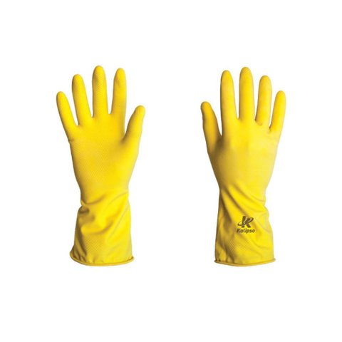 Kit 12 Luva Látex Light Amarela Antiderrapante G 9" -Kalipso