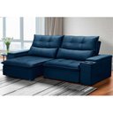 Ver imagem 2 de Sofá Retrátil Reclinável 3 Lugares 230cm Moritz F05 Veludo Azul - Mpozenato