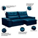 Ver imagem 3 de Sofá Retrátil Reclinável 3 Lugares 230cm Moritz F05 Veludo Azul - Mpozenato