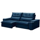 Ver imagem 1 de Sofá Retrátil Reclinável 3 Lugares 230cm Moritz F05 Veludo Azul - Mpozenato
