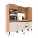 Ver imagem 4 de Cozinha Compacta Modulada 4 Peças com Torre Quente Paneleiro e Vidro Reflecta Cecília Marrom/Freijó/Off White
