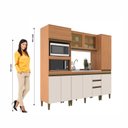 Ver imagem 5 de Cozinha Compacta Modulada 4 Peças com Torre Quente Paneleiro e Vidro Reflecta Cecília Marrom/Freijó/Off White