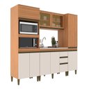 Ver imagem 3 de Cozinha Compacta Modulada 4 Peças com Torre Quente Paneleiro e Vidro Reflecta Cecília Marrom/Freijó/Off White