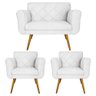 Conjunto Namoradeira e 2 Poltrona Isabella Sala de Estar Corano Branco - DL DECOR - 1