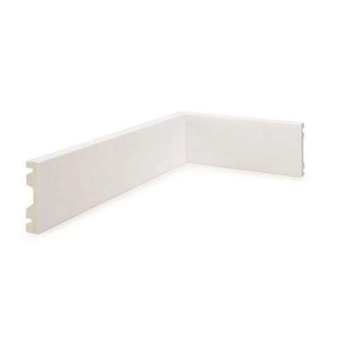 Kit 7,2m Linear Rodapé de Poliestireno 7cm x 15mm x 2,40m Liso Nfr Branco