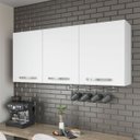 Ver imagem 2 de Armário Aéreo de Cozinha 120 Cm 3 Portas com Divisória Prateleira Multiuso Branco