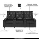 Ver imagem 3 de Poltrona do Papai Reclinável Sala de Cinema Movie 3 Lugares Manual Baú USB PU Preto Brilho Gran Belo