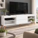 Ver imagem 1 de Rack para TV até 55 Polegadas Taylor 1 Porta 2 Prateleiras Branco Fosco - Panorama Móveis