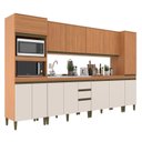 Ver imagem 3 de Cozinha Compacta Modulada 6 Peças sem Tampo Marrom Freijó Off White