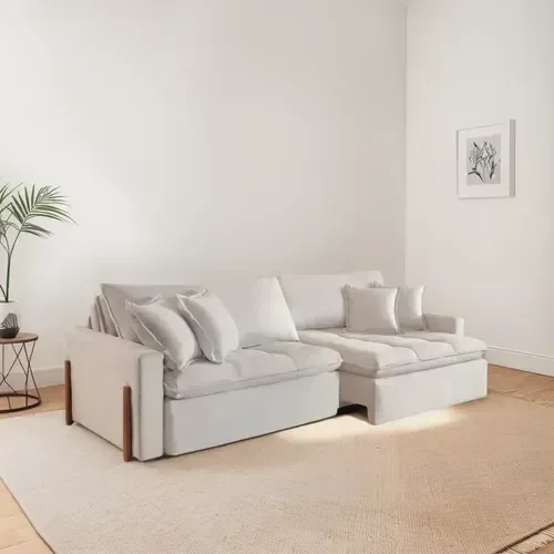 Sofá Cama Vancouver Reclinável Linho 2,04 com Molas Ensacadas - 3