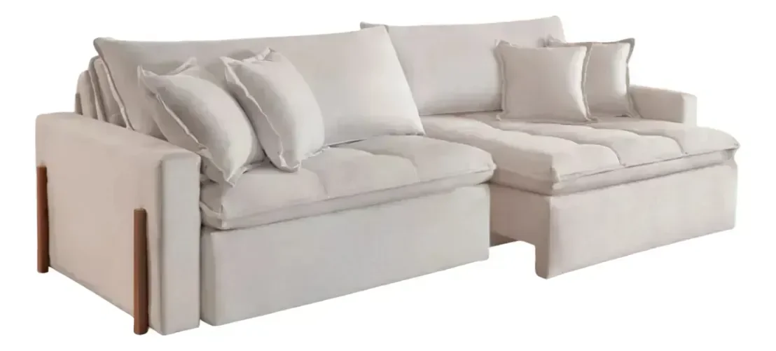 Sofá Cama Vancouver Reclinável Linho 2,04 com Molas Ensacadas - 1