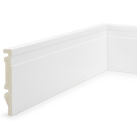 Kit 24m Linear Rodapé de Poliestireno 10cm x 15mm x 2,40m Frisado Nfr Branco Ruffino