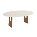 Ver imagem 1 de Mesa de Sala Jantar Mila Madeira Maciça c/ Tampo Madeirado c/ Vidro 180x105cm Carvalho/Off White -