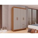 Ver imagem 6 de Guarda-roupa Solteiro 4 Portas 2 Gavetas Estrela Premium Salleto Cinamomo/off White