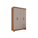 Ver imagem 1 de Guarda-roupa Solteiro 4 Portas 2 Gavetas Estrela Premium Salleto Cinamomo/off White