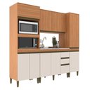 Ver imagem 3 de Cozinha Compacta Modulada 4 Peças com Torre Quente e Paneleiro Cecília Marrom/Freijó/Off White