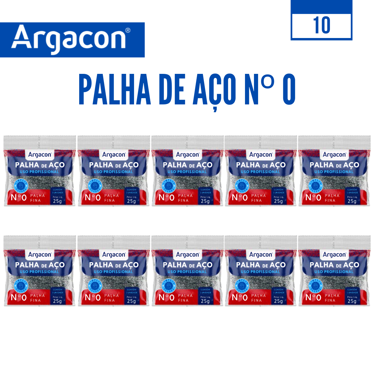 Palha De Aço Número 0 Argacon Profissional Kit 10 Unidades - 3